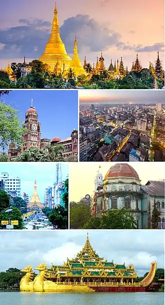 Een collage van Yangon