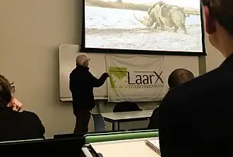 Mol tijdens een college op Hogeschool Van Hall Larenstein