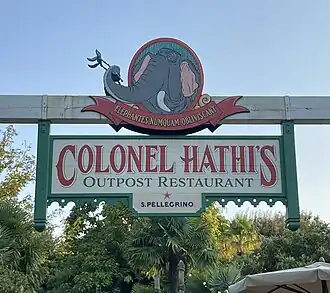 Het naambord van het restaurant.