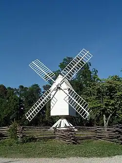 Colonial Parkway - White Windmill in Williamsburg. Virginia