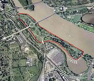 Columbia Island, aangegeven in rood