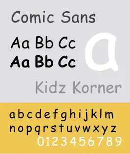 Voorbeeld van Comic Sans
