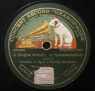 Een 78 toerenplaat van Deutsche Grammophon uit 1910