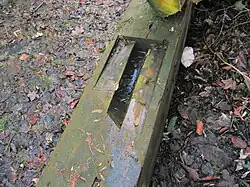 Oude achtkantstijl met gatverbinding voor korbeel van de Concordiamolen