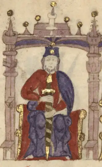 Hendrik in de Compendio de crónicas de reyes (circa 1312-1325).