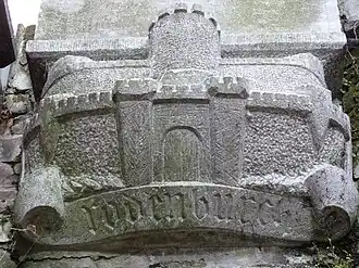 Gefantaseerde Rodenburg uitgebeeld in de lantaarnconsole op de Oudegracht 218