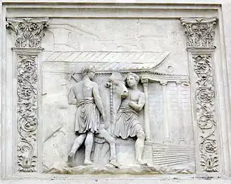 De tempel van Magna Mater afgebeeld op een reliëf