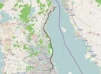 Spoorlijn Kopenhagen - Helsingør op de kaart