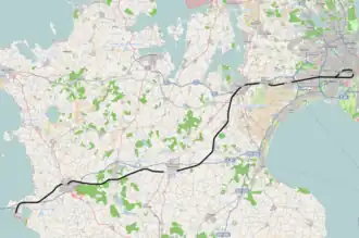 Spoorlijn Kopenhagen - Korsør op de kaart