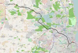 Spoorlijn Kopenhagen - Slangerup op de kaart