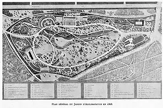 Kaart van het park uit 1868.