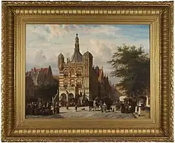 Cornelis Springer, Gezicht op de Brink met de Waag (1869)