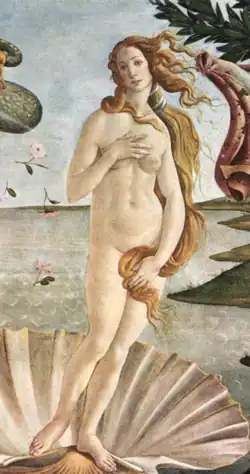 Detail uit Botticelli's De Geboorte van Venus
