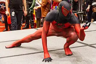 Cosplayer als Scarlet Spider, 2012.