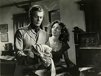 Scène uit Duel in the Sun, met Joseph Cotten en Jennifer Jones
