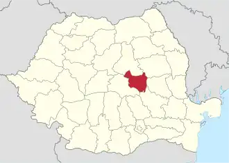 Locatie van district Covasna in Roemenië