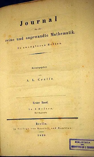 Journal für die reine und angewandte Mathematik