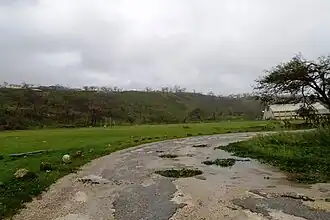 Het stadion in maart 2015, zwaar beschadigd door de orkaan Pam.