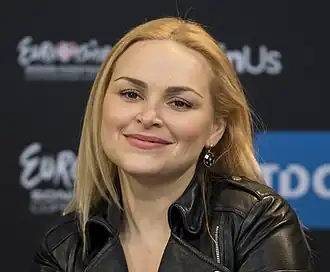 Cristina Scarlat tijdens het Eurovisiesongfestival 2014