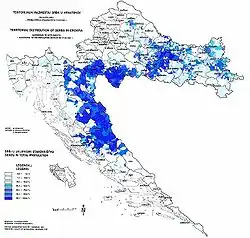 De verspreiding van de Serviërs in Kroatië (2011)