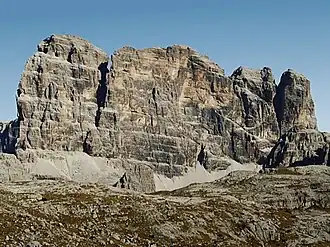 Croda dei Toni vanaf het Rifugio Lavaredo
