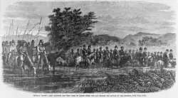 Crooks troepen de dag voor de slag tijdens de oversteek van de Goose Creek