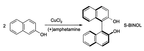 Koppeling van beta-naftol met koper(II)chloride