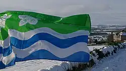 De vlag wappert bij Beacon Edge, Penrith