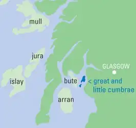 Kaart van Great Cumbrae Cumaradh Mòr