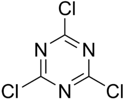 Structuurformule van cyanuurchloride