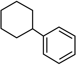 Structuurformule van cyclohexylbenzeen