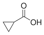 Structuurformule van cyclopropaancarbonzuur