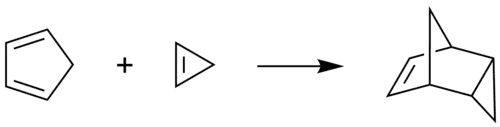 Reactie van cyclopropeen met cyclopentadieen