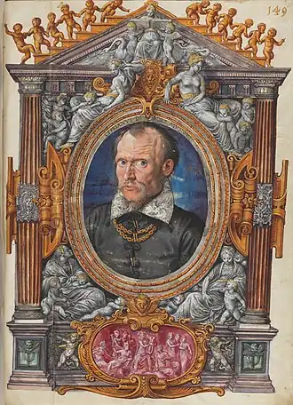 Portret van Cipriano De Rore door Hans Mielich dd 1559 (Motetten (koorboek) - BSB Mus.ms. B(1, München, 1559 [BSB-Hss Mus.ms. B(1
