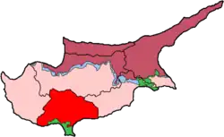 Kaart van Cyprus met het district Limasol