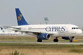 Een Airbus A319 van Cyprus Airways