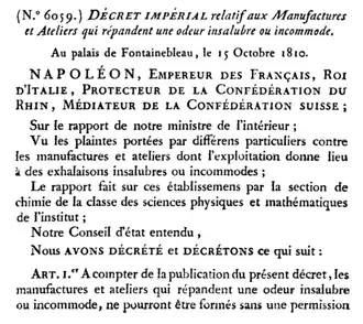 Kopie in het Bulletin des lois (maart 1811)