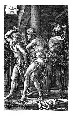 De geseling[82] 1512 Kopergravure 119 x 75 mm Bartsch 8