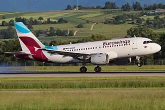Een Airbus A319-100 van Eurowings