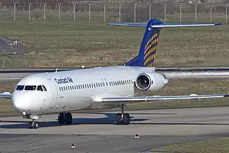 D-AFKC FK100 in Düsseldorf in 2011, in 2019 verongelukt bij Almaty