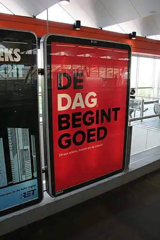 Een reclame voor DAG in Rotterdam.