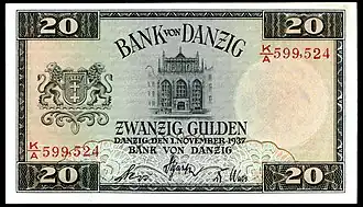 Bankbiljet: 20 Danziger gulden