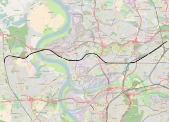 Spoorlijn Moers Meerbeck - Oberhausen Walzwerk op de kaart