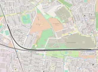 Spoorlijn Düsseldorf-Gerresheim - aansluiting Hardt op de kaart