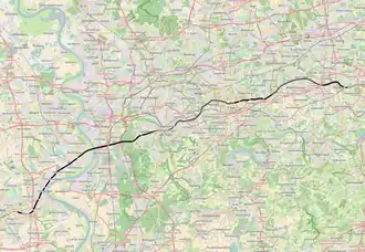 Spoorlijn Krefeld - Bochum op de kaart