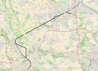 Spoorlijn Mönchengladbach - Krefeld-Oppum op de kaart