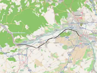 Spoorlijn Bingen - Mainz op de kaart