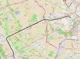 Spoorlijn Krefeld - Viersen op de kaart