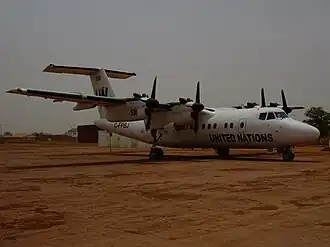 Een DCH-7 van UNMISS te Wau in maart 2015.