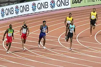 Finale 400 m voor mannen tijdens de WK 2019 in Doha.